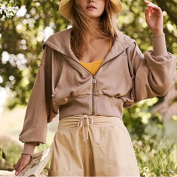 FREE PEOPLELowkey Zip Up - Tan,All Products : American Fashion Style Bags On Sale